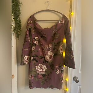 Charlotte Russe Floral Mauve Off-Shoulder Top